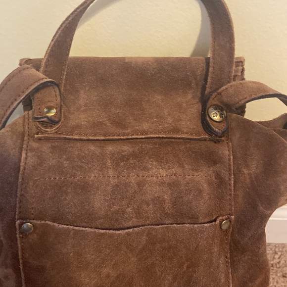 Patricia Nash Casape Backpack in Burnished Suede Cognac, braided trim, durable - Picture 5 of 15